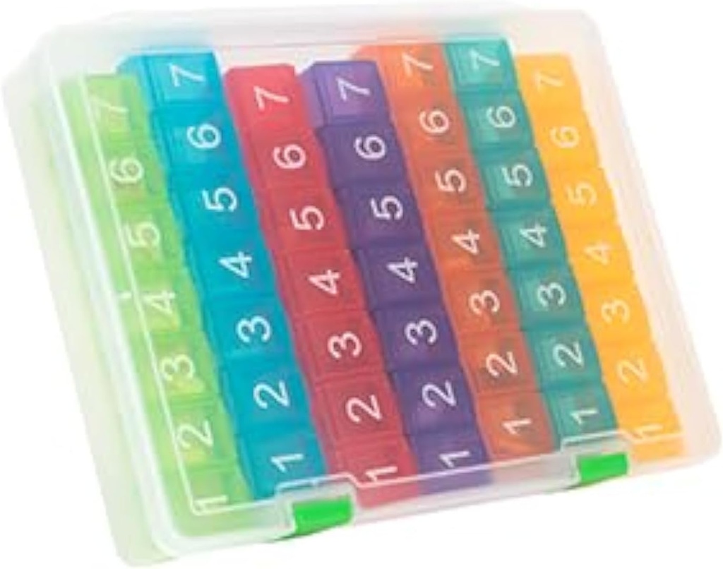 e-Pill 7 veces al día x 7 Días Clear Weekly Pill Organizer, Vitamina y Medicine Pillbox (Rainbow)