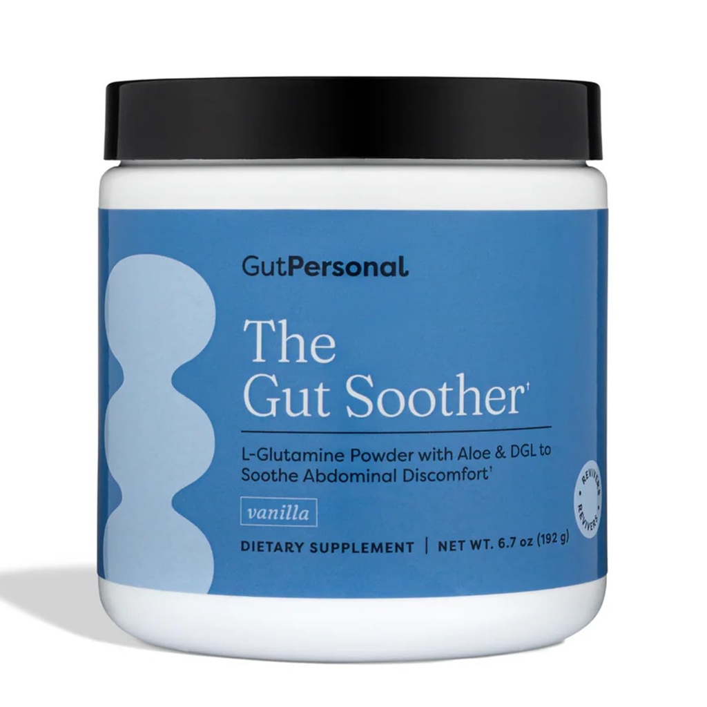 GutPersonal El Gut Soother L-Glutamine Powder Suplemento: Restaurar Gut Lining, Soothe Digestive Discomfort Mientras Promoción de la Salud Gut general, 30 Servings (Vanilla)