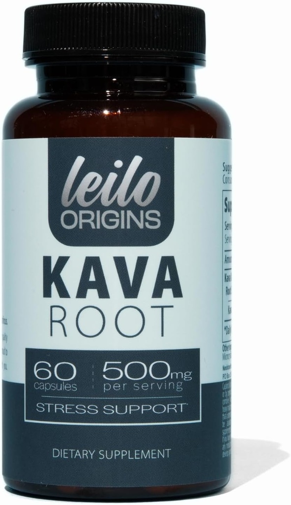 LEILO Kava Root Capsules Silencioso 500mg de Noble Extract/Serving to Support Stress and Promote Relaxation (60 Vegan Capsules)