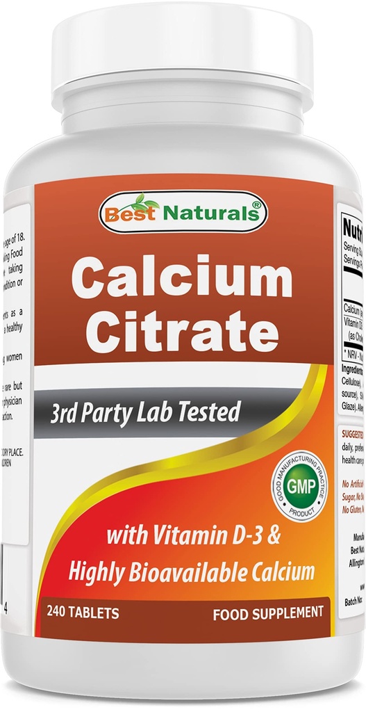 Mejores Naturales Citrato de calcio con vitamina D-3 240 Tabletas (240 Cuenta (Pack de 1))