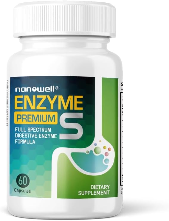 Enzyme Premium S - Suplemento Multi-Enzyme Salud Digestivo con 10 Enzymes, incluyendo Bromelain y Papain - 60 cápsulas, suministro de 60 días