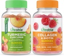 Curcumina de Turmérica Lifeable + Colágeno & Biotina, Buzón de Gummies - Gran Tasting, Suplemento de Vitamina, Gluten Free, GMO Gratis, Chewable Gummy