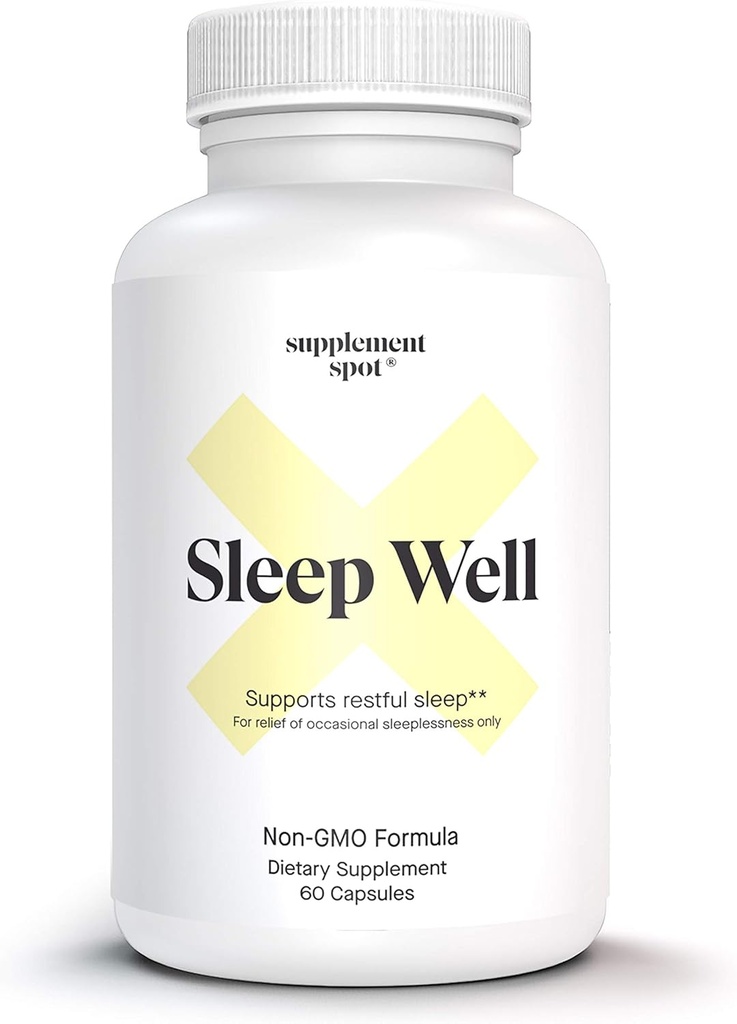 Ayuda al sueño natural del sueño – Suplemento de Fórmula no-ábita para adultos w/Magnesium, L-Theanine, GABA &amp; Serotonin – Suplemento de apoyo al sueño para adultos (60 cápsulas, 30 servidumbres)