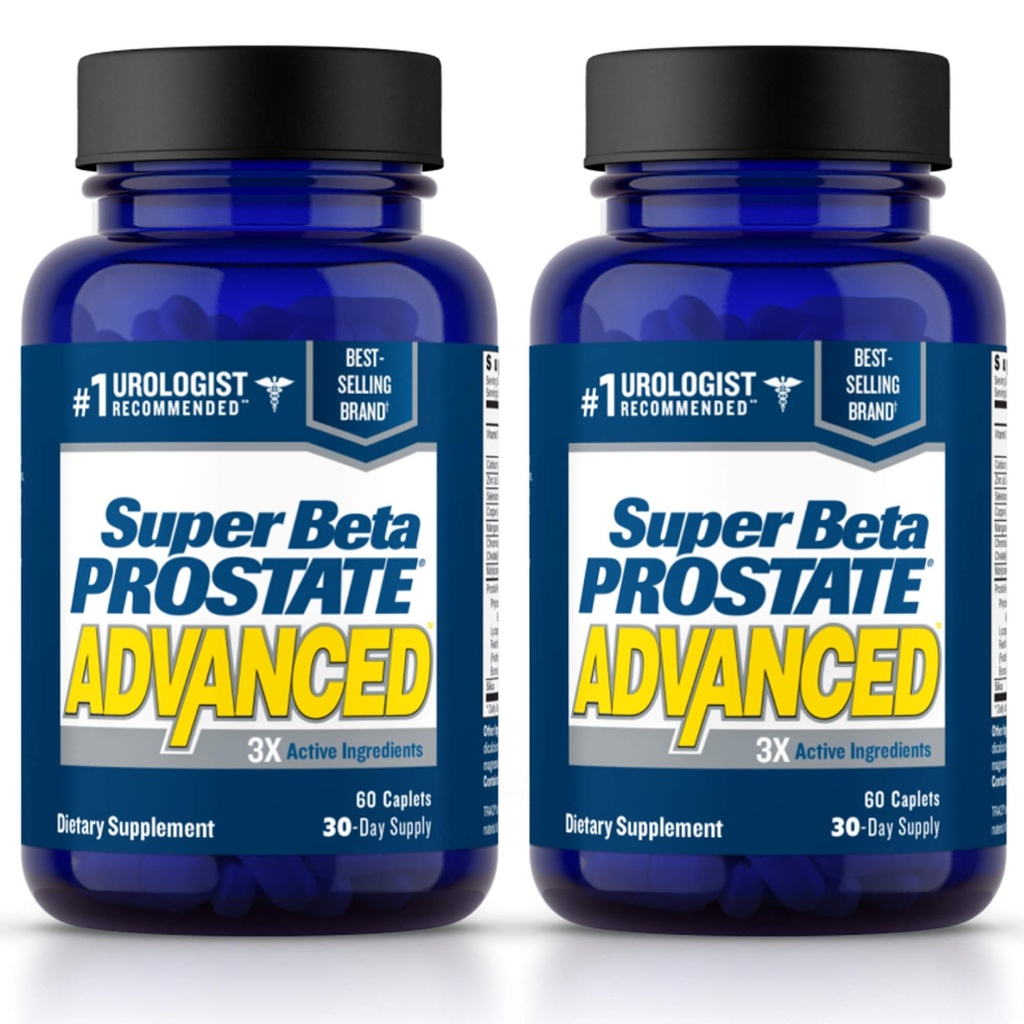 SUPER BETA PROSTATE Avanzado – Promover el sueño, el emptying de la vejiga de apoyo. Suplemento de apoyo de próstata para la salud de los hombres con Beta Sitosterol, no Saw Palmetto. (120 Caplets, 2-Pack)