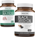 Black Seed & Sea Moss (1-Month Supply) Nourishing Nature Bundle of Black Seed Oil 120 Softgel Capsules (No-GMO & Vegan) Cold-Presed Nigella Sativa & Irish Sea Mos Capsules (No-GMO & Organic)