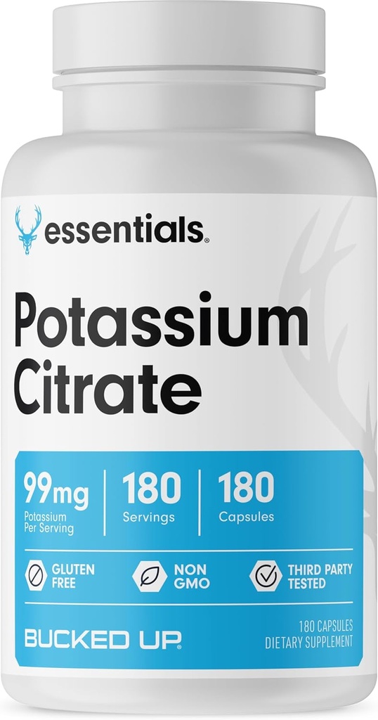 Citrate de Potasio abrochado 99mg Por Serving, Esenciales apilados (180 Servings, 180 Capsules)