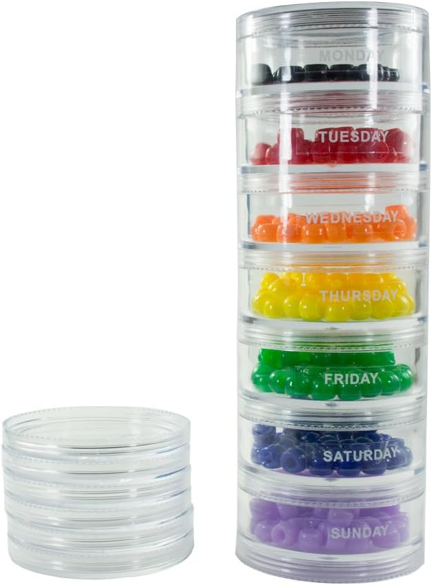 GMS Grande 7 días Funda para Organizador de Píldoras para Medicamentos, Vitaminas y Suplementos con 7 Lidos - Uno para cada contenedor portátil y extraíble (Línea)