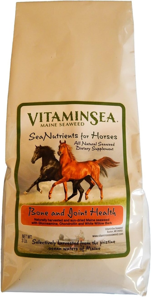 VITAMINSEA Horse Kelp Dried Seaweed Suplemento  All Natural Dietary Nutrients for Horses Ø Kelp Flakes with Glucosamine, Chondroitin, White Willow Bark for Bone and Joint Health TEN 3 LB