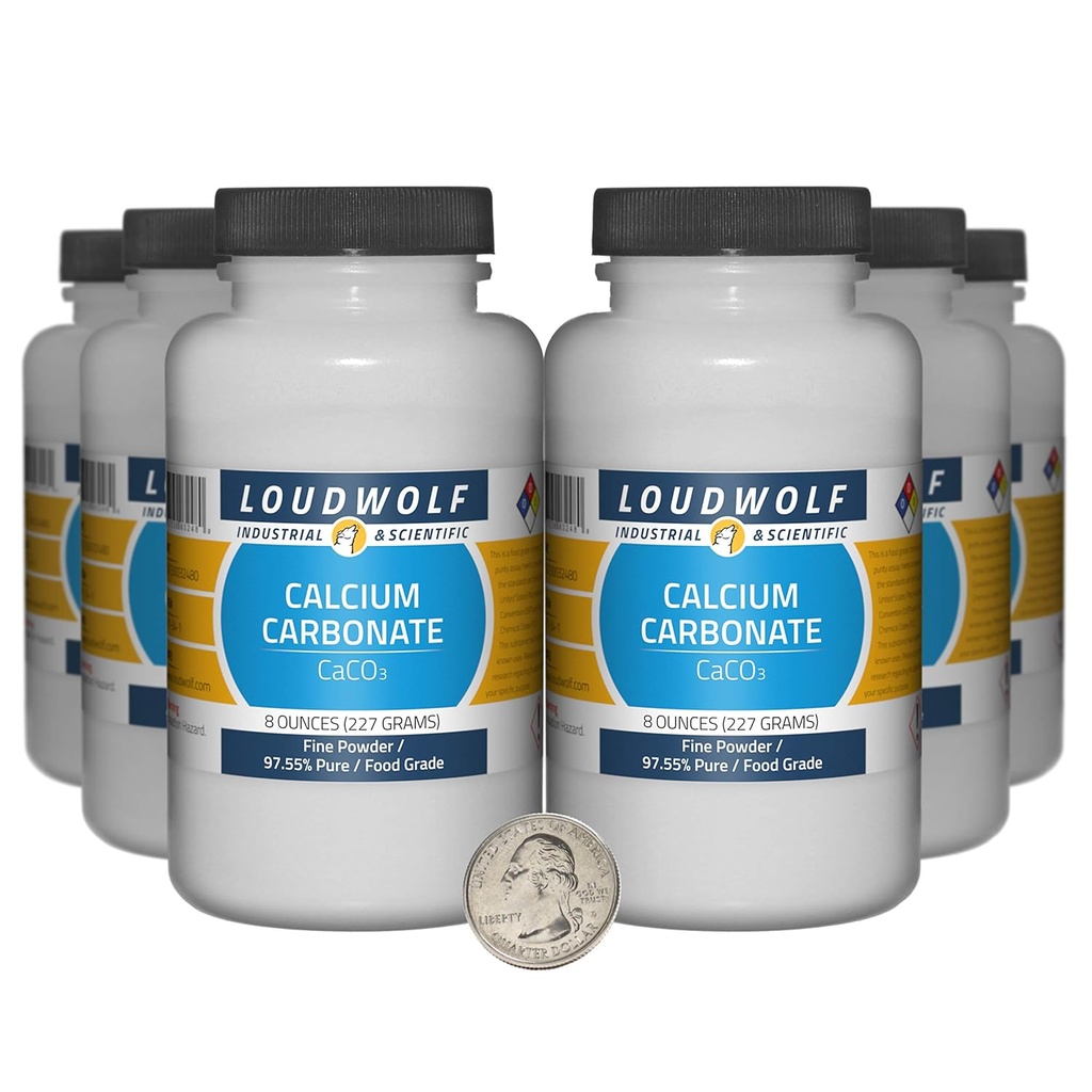 Calcio Carbonato / 3 Libras / 6 Botellas / 97.55% Pure Food Grade/Fine Powder