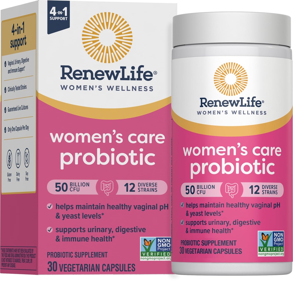 Renovar las cápsulas probióticas de las mujeres de la vida, 50 millones de CFU garantizados, soporta el equilibrio pH, Vaginal, orina, digestivo e inmune de salud(2), L. Rhamnosus GG, Dairy, Soy y Gluten-Free, 30 Cuenta