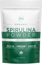 Spirulina Polvo Orgánico 225g - 64 Serviciones 3.5g Tamaño de servicio - USDA Certified - RAW Nutrient Dense Más del 70% Protein Por Serving - Purest Source Vegan Protein - Superfood