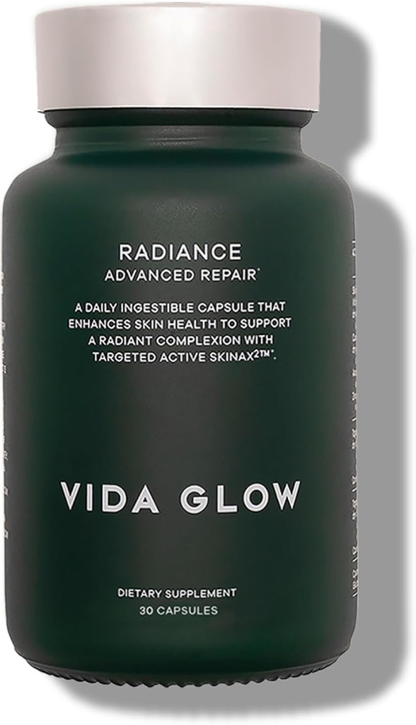 Vida Glow Radiance Suplemento Capsules - Anti Aging Supplement - Targeting Dark Spots, Uneven Skin Tone, Redness Relief - Promotes Glowing Skin  30 Servings