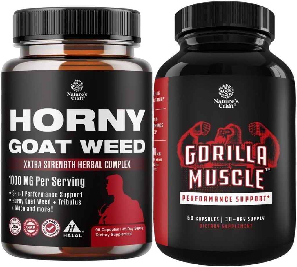 Bundle of Horny Goat Weed for Male Enhancement - Extra Strength Horny Goat Weed for Men and Extra Strength Testosterone Booster para Hombre - Natural Testosterone Suplemento