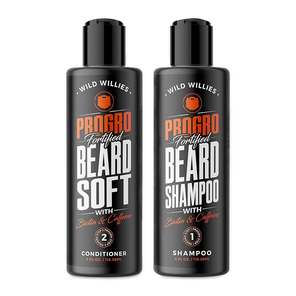 Salvaje Willies ProGro Crecimiento de barba Champú y acondicionador conjunto para la barba