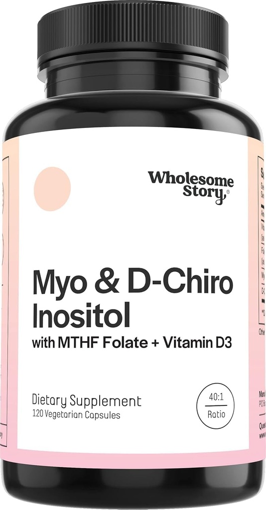 M-y-o in-os-itol & D-Chiro Inositol cápsulas con MTHF, Folate, Vitamina D sometida Apoyo para la Función Ovárica, Equilibrio hormonal, " Niveles Homocysteine " Suplementos de fertilidad para las mujeres TENIDO 40:1 Ratio