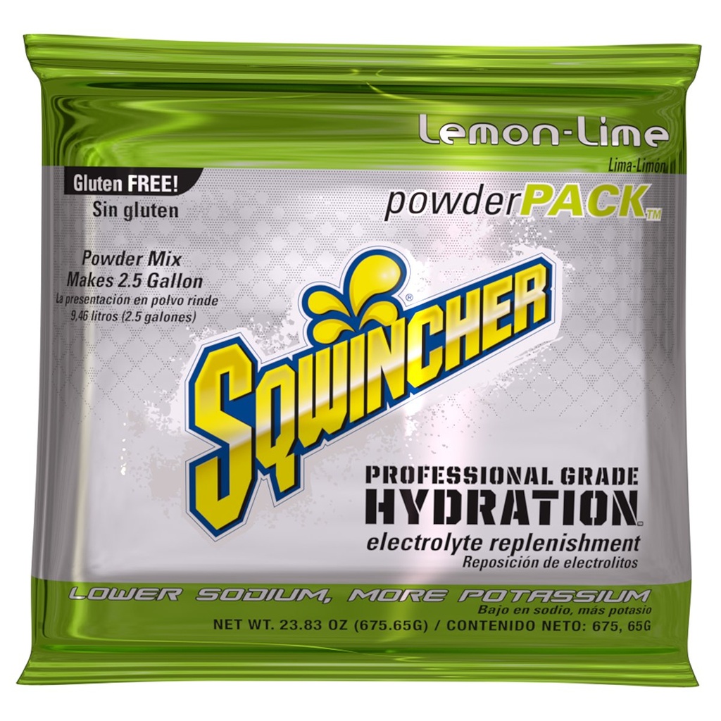 Sqwincher Powder Pack ← Lemon-Lime Flavored Silencio Bajo Calorie Silencio Bajo Sodium ← Electrolyte Replenishment Hydration Drink Mix ← Just Add to 2.5 Galons of Water  23.83 oz Packet (Pack of 32)