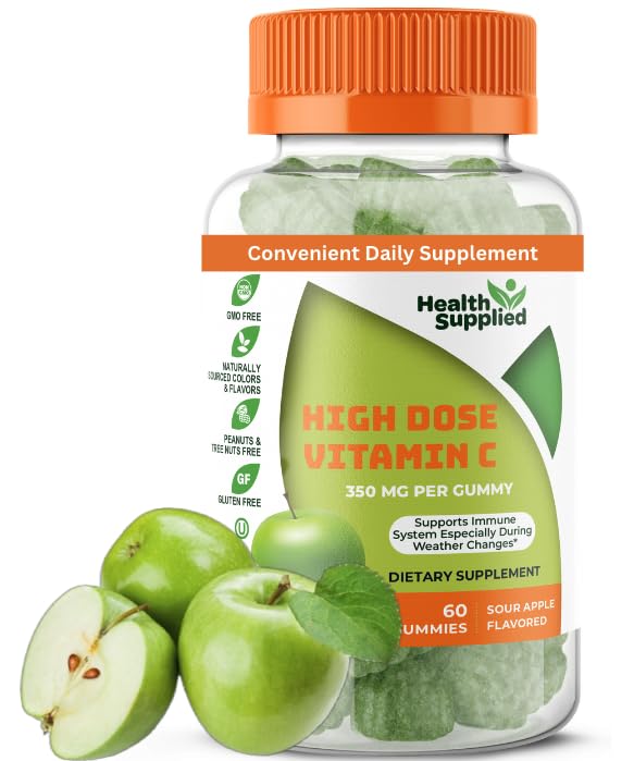 Sour Apple saboreado Vitamina C Gummies Mega Dose - 1050 mg Vitamina C - Boost Sistema Inmunitario y soporta la salud cardíaca - Gran Tasting y Fácil de Tragar