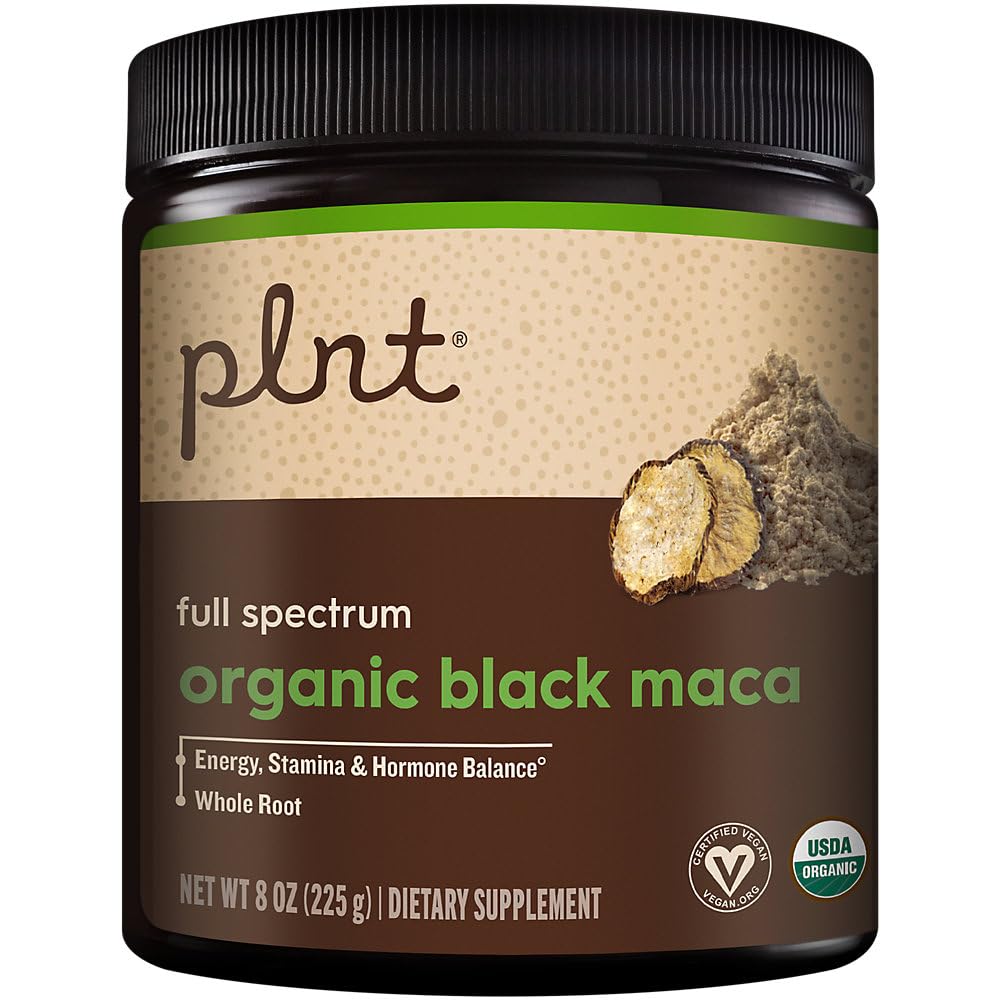 Ecológico negro Maca Powder Full Spectrum - Soporta energía, resistencia, &amp; Saldo hormonal (8 oz./45 Servings)