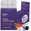 Neuro Melatonina 5 mg Mints de recargo de sueño (144 piezas) - Fast Dissolve Melatonin Sugar Mints gratis con Lemon Balm & Chamomile for Better Sleep - Suplemento de sueño calmado para adultos - Noche Berry Flavor