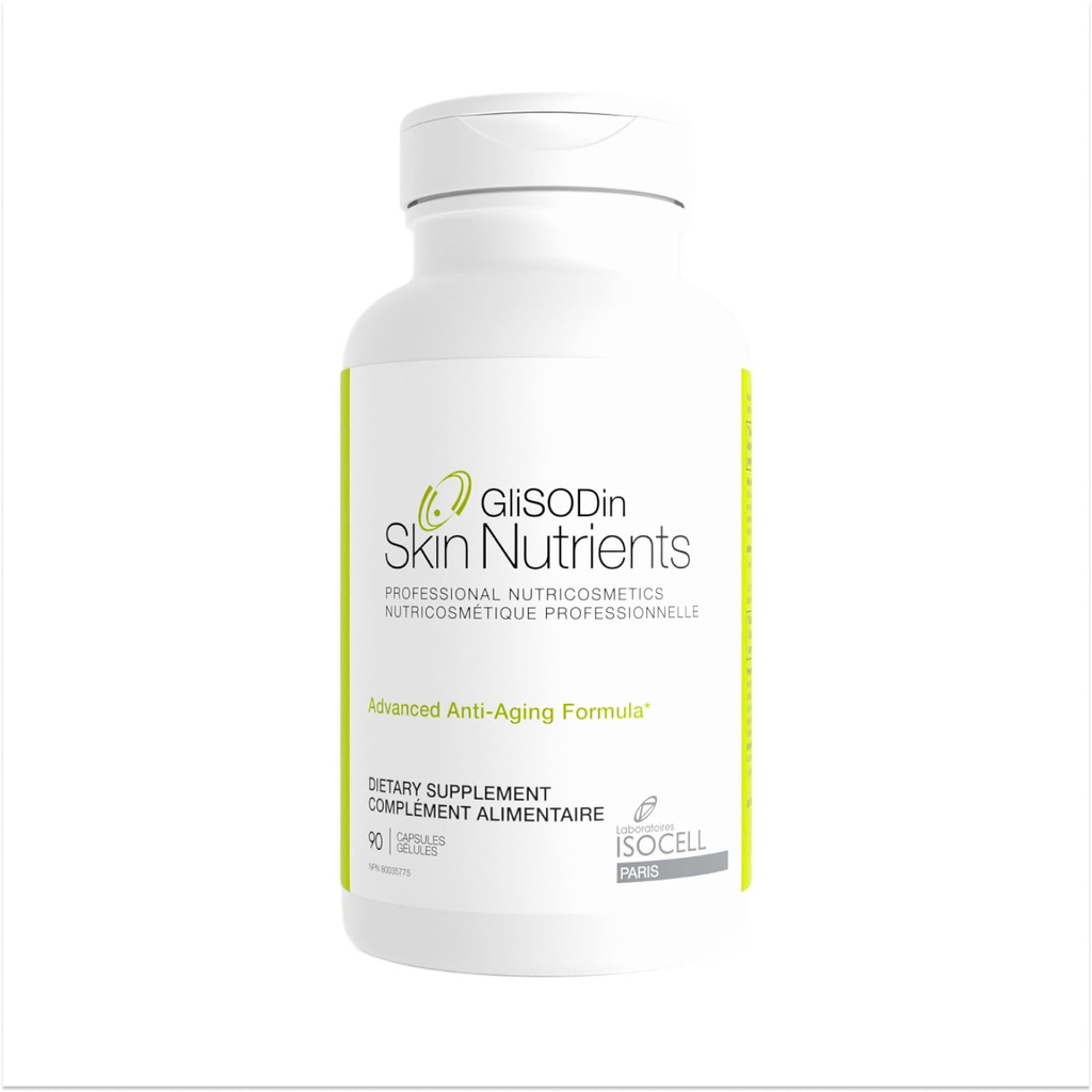 GliSODin Anti-Aging – Suplementos de piel basados en GliSODin® y hidratantes Ingredientes - Probada clínicamente para ayudar a alcanzar más habilidad radiante y mejorar la apariencia de las arrugas - 90 cápsulas