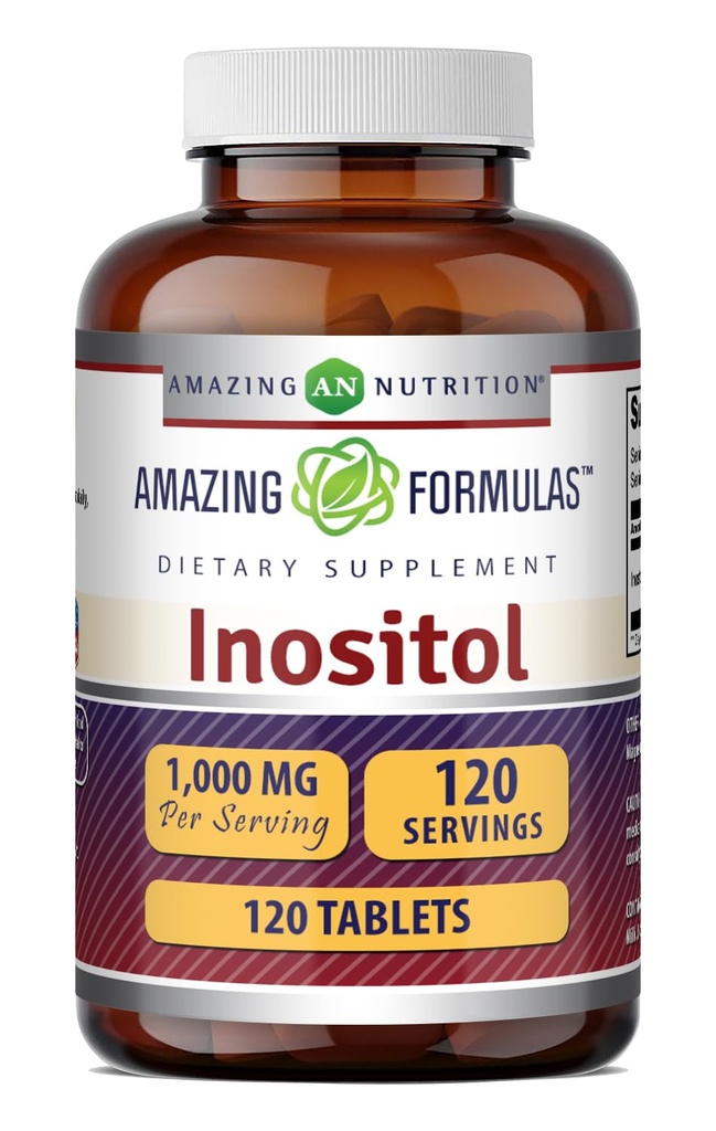 Amazing Formulas Inositol Tablets Suplemento TENIDO 1000 Mg per Serving TEN Vitamin B8 Silencio No-GMO ANTE Gluten-Free TEN Made in USA (1 Pack, 120 Cuenta)