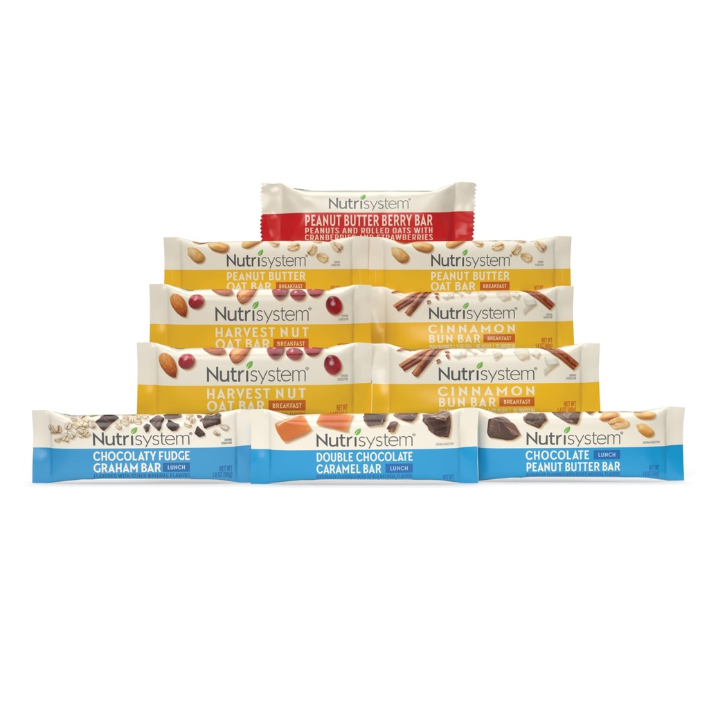 Nutrisystem® Desayuno y almuerzo Bar Variety Pack, ayuda a soportar la pérdida de peso - 10 Condes
