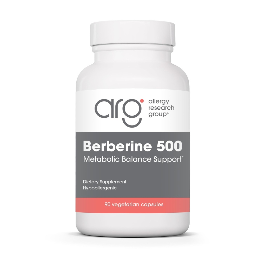 Allergy Research Group Berberine 500mg Suplemento - Multi-Faceted Metabolic Support, Supports Healthy Cholesterol, Indian Barberry Root, Hypoallergenic, Vegetarian Capsules - 90 Count