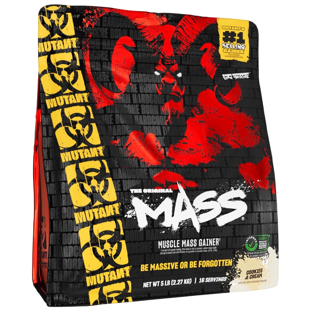 Masa Mutant ← Ganador de Masa de Peso Polvo Proteína - Calorie Protein Powder alto para Ganancia Masiva - Cookies y Crema - 5 Libra