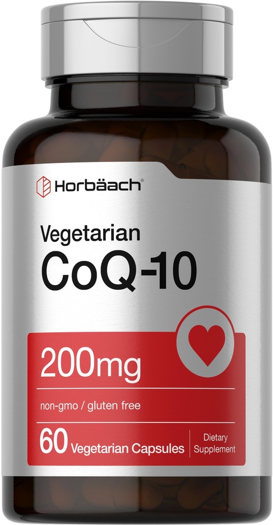 Horbäach CoQ10 200mg Silencio con Black Pepper Extract Silencio 60 Capsules Silencio Vegetariano, No GMO, Gluten Free Supplement