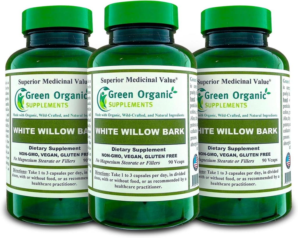 White Willow Bark Capsules  710mg ← 90 Veg Caps Pain Relief - White Willow Bark Extract ← Vegan, Non Gluten Free ← Anti-inflamatorio Silencioso Apoyo Función Conjunta (Pack of 3)