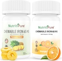 Hierro Chewable 65mg con Vitamina C Bundle, Naranja y Piña Flavor 120 Days Supply for Women/Men