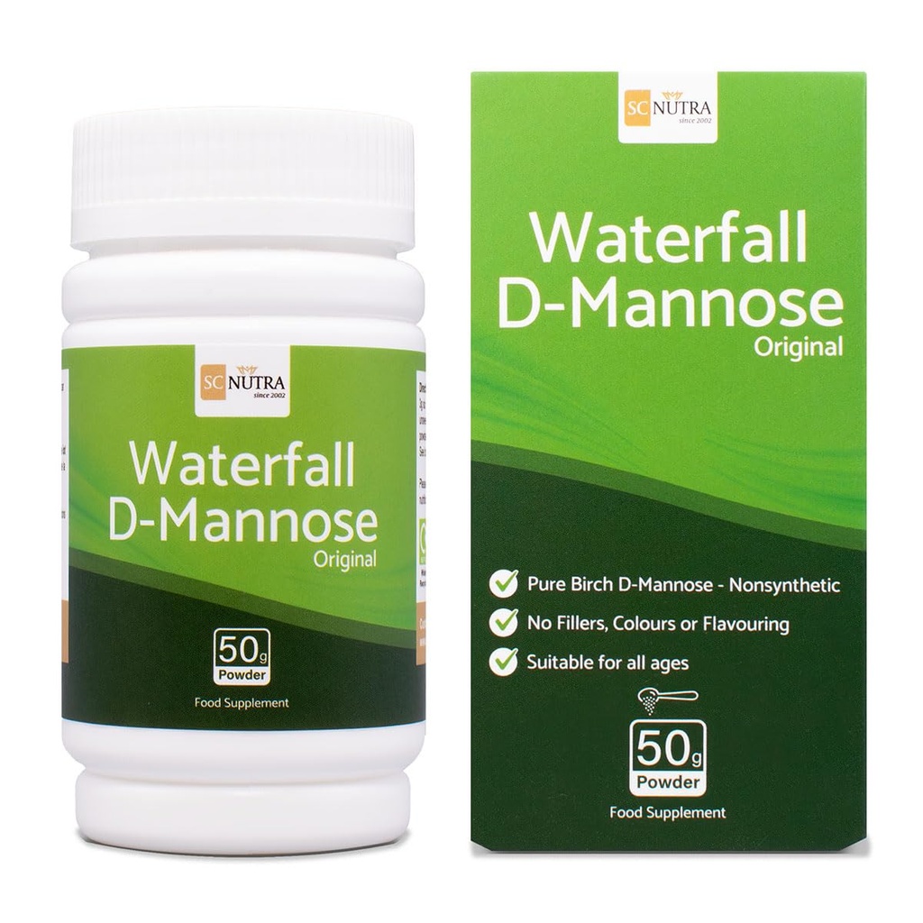 Waterfall D-Mannose Powder - 100% Pure D-Mannose Powder Naturalmente Fuente de Birch - No un Blend - Gratis de Bulking Agent, Fillers & Cranberry - 50g / 1.76oz