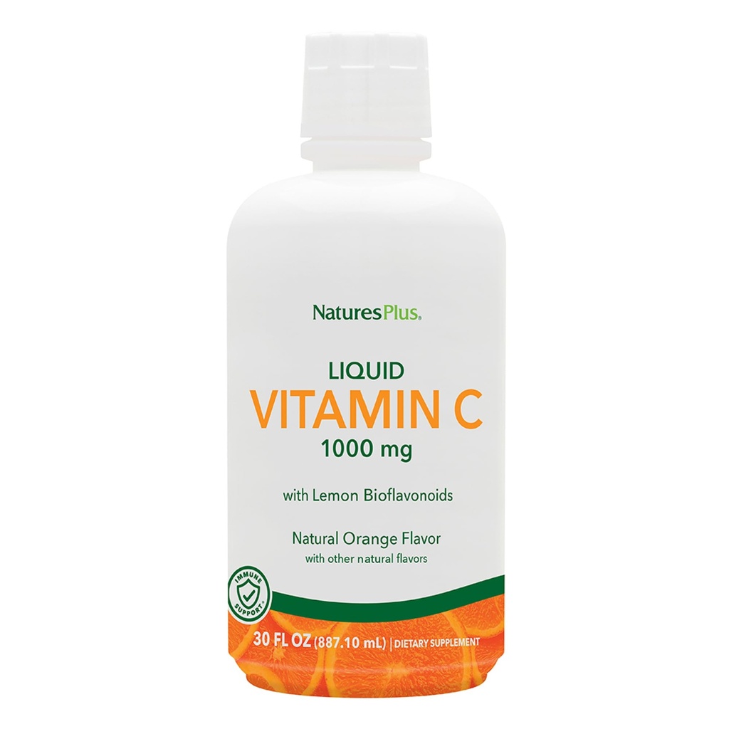 NaturesPlus Liquid Vitamina C - 1000 mg, 30 fl oz - con Lemon Bioflavonoids - Vegetariano, Gluten Gratis - 30 Servings