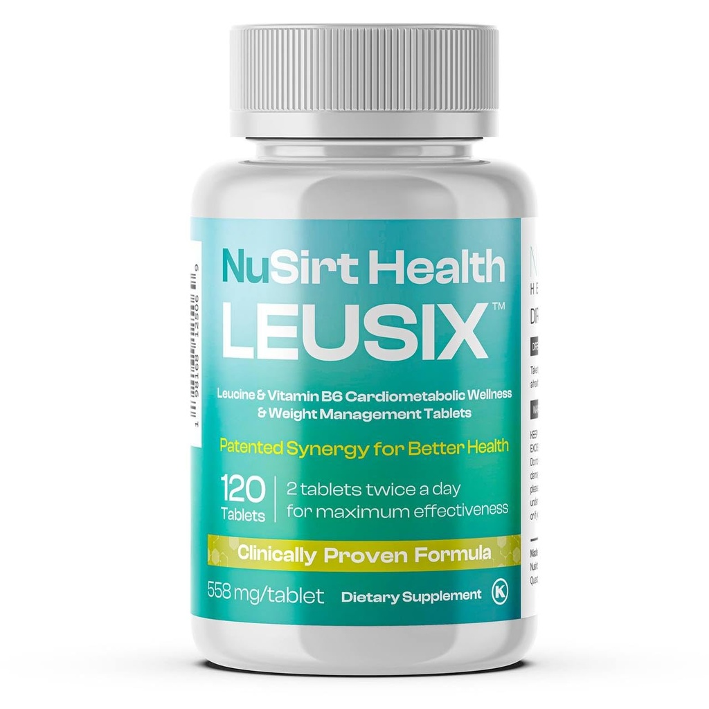 LEUSIX Weight Management Supplement – Patented Leucine + Vitamin B6 Fórmula – Apoya el metabolismo, la utilización de grasas &amp; Lean Muscle – 120 Tablets (1-Month Supply)