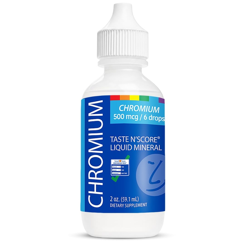 Taste N' Score Chromium Liquid Ionic Mineral Suplemento; 100% Puro; 500 mcg; 118 Servimientos