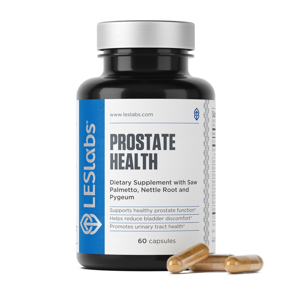 LES Labs Prostate Health – Prostate Support, Urinary Tract Health, Fewer Bath Visits &amp; Betterd Sleep – Saw Palmetto, Pygeum, Beta Sitosterol & Nettle Root – Non-GMO Supplement – 60 Capsules