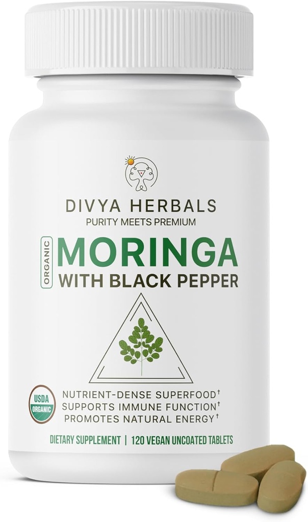 Orgánica Moringa con Pimienta Negra tención 100% Pure Moringa Leaves ← Soporta Energía, Inmunidad > Digestión