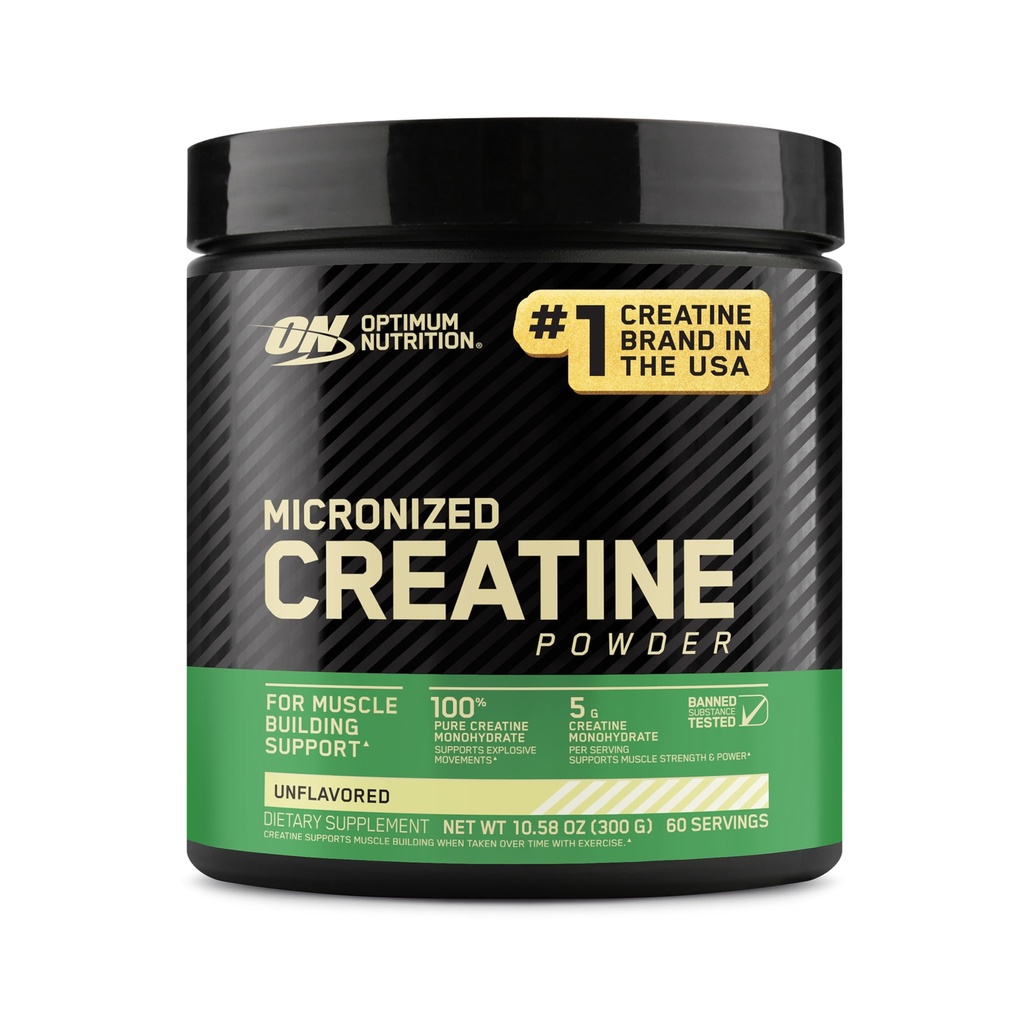 Optimum Nutrition Micronized Creatine Monohydrate Powder, Desflavored, 60 Servings, 300 Grams (Packaging May Vary)