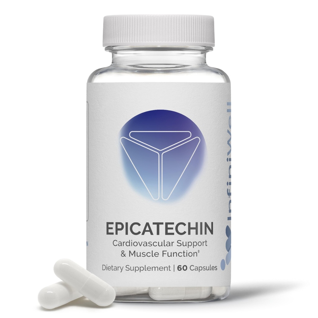 InfiniWell Epicatechin Supplement - Support Muscle Building " Nitric Oxide Production - Promote Healthy Protein Synthesis, Exercise Recovery, Antioxidant Support " Cognitive Function (60 Capsules)