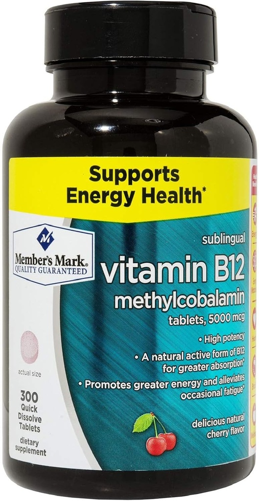 Miembros marcan vitamina sublingual B12 5000mcg (300 conteo)