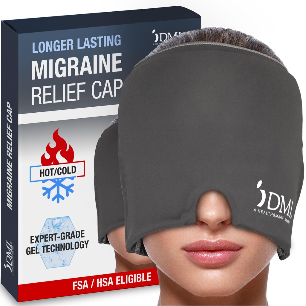 DMI Ultra Migraine Relief Cap Silencio Natural Headache Relief ← HSA &amp; FSA Eligible  Migraine Mask and Headache Relief Hat ← Gel Eye Mask ← Ice Face Mask and Cold Cap for Migraines ← Headache Ice Pack