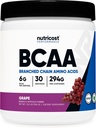 Nutricost BCAA Powder (Grapa, 30 Servings) - Optimal 2:1:1 Ratio, Vegetariano, No GMO