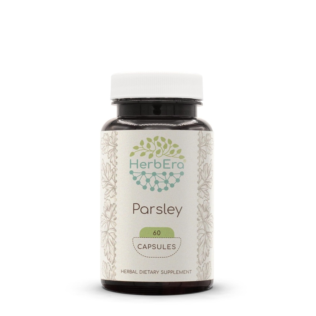 HerbEra Parsley 60 cápsulas, 500 mg, Hecho con Parsley (Petroselinum crispum) Hoja seca (60 cápsulas)