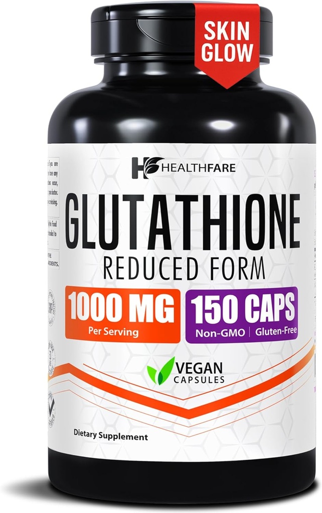 Glutathione Suplemento 1000mg Silencio Reducido Antioxidante GSH TEN 98%+ Altamente Purificado Silencio 150 Capsules Vegan ANTE Immune & Detox Support ← Non-GMO, Gluten-Free TEN Made in USA