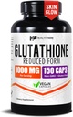 Glutathione Suplemento 1000mg Silencio Reducido Antioxidante GSH TEN 98%+ Altamente Purificado Silencio 150 Capsules Vegan ANTE Immune & Detox Support ← Non-GMO, Gluten-Free TEN Made in USA