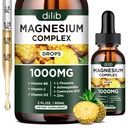 Suplemento Complejo de Magnesio Triple, Glycinate de Magnesio, Blend, Citrate Liquid Drops 1000mg con Ashwagandha, CoQ10, Vitamina B6, C, D, Zinc - Vegan Pineapple Flavor