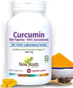 NUEVO ROOTS HERBAL Turmeric Curcumin Suplemento 500mg con Gingers &amp; Black Pepper Extracto - 20x Mejor Absorción ANTE Coumarin Capsules con 95% Curcuminoides & 95% Piperina (90 cápsulas de Veg)