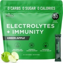 Keto Vitals Inmunity Sugar Free Electrolytes Powder with Vitamin C, Ginger, Turmeric, " Elderberry - Boost Your Immune System and Rehydrate Your Body - Green Apple Flavor, 30 Count