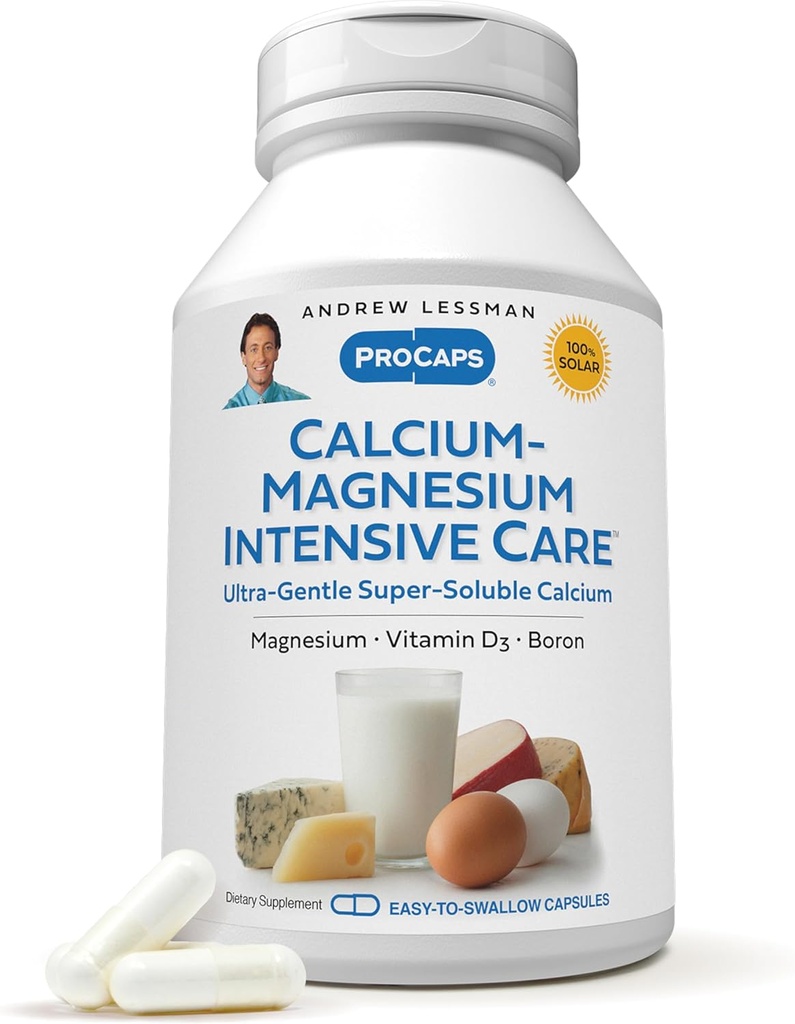 ANDREW LESSMAN Calcium Magnesium Intensive Care 500 Capsules - Bone and Skeleton Health Essentials. Cápsulas fáciles de absorber, pólvora fina superluble. Suave hasta los estómagos más sensibles