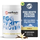 EarthNutri - Egg White Protein Powder Suplemento para Pre, Intra o Post Workout, 26g de Protein Per Serving, apoya la fuerza muscular y recuperación, sin aditivos artificiales - Vainilla 20 Serviciones (640g)